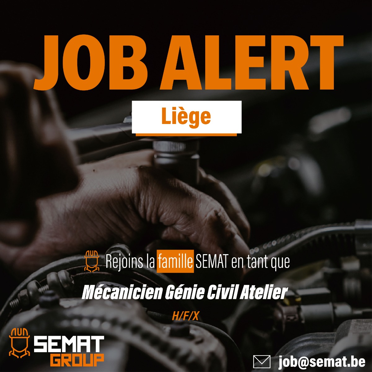 Recrutement - Mécanicien Génie civil - Atelier [Liège]